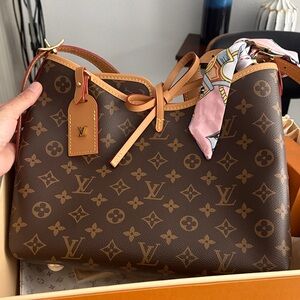 Louis Vuitton Brown Monogram Shoulder Bag with Pink Accent